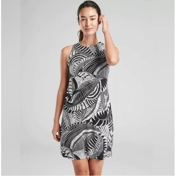 Athleta Dresses & Skirts - Athleta Santorini Dress Women's Black White Printed Stretch Sleeveless - XS